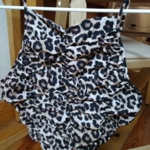 H&M Womens Leopard Print Sleeveless Tank High Neck Top Small Adjustable strap